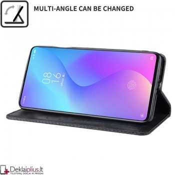 Dirbtinės odos atverčiamas dėklas su skyreliais - juodas (Xiaomi Mi 9T/K20 Pro)